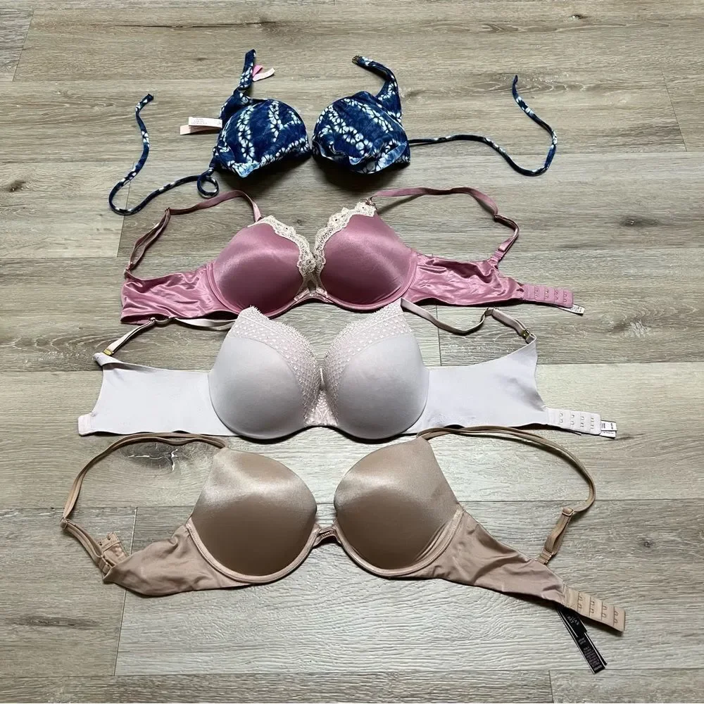 Victorias Secret lot of 3 Very Sexy Bras & 1 Bathing Suit Top Size 32D